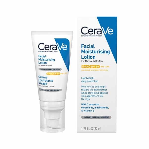 CeraVe AM Facial Moisturiser SPF50 - مرطب صباحي مع حماية عالية من الشمس